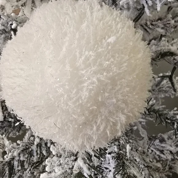Glitter faux snowball Holiday Ornaments 2" - Picture 2 of 4